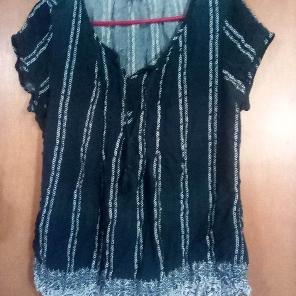 Large Blue and white striped blouse